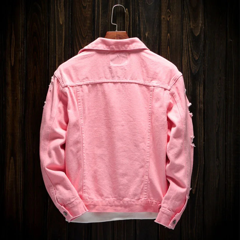 Veste en Jean Streetwear déchirée Homme