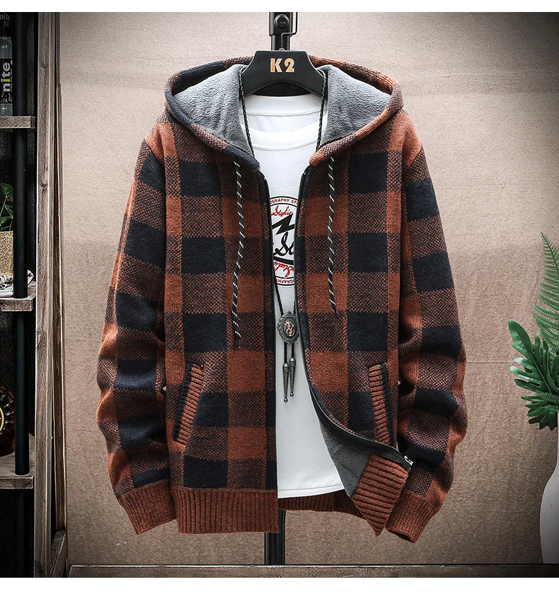 Veste cardigan en laine à capuche pour homme
