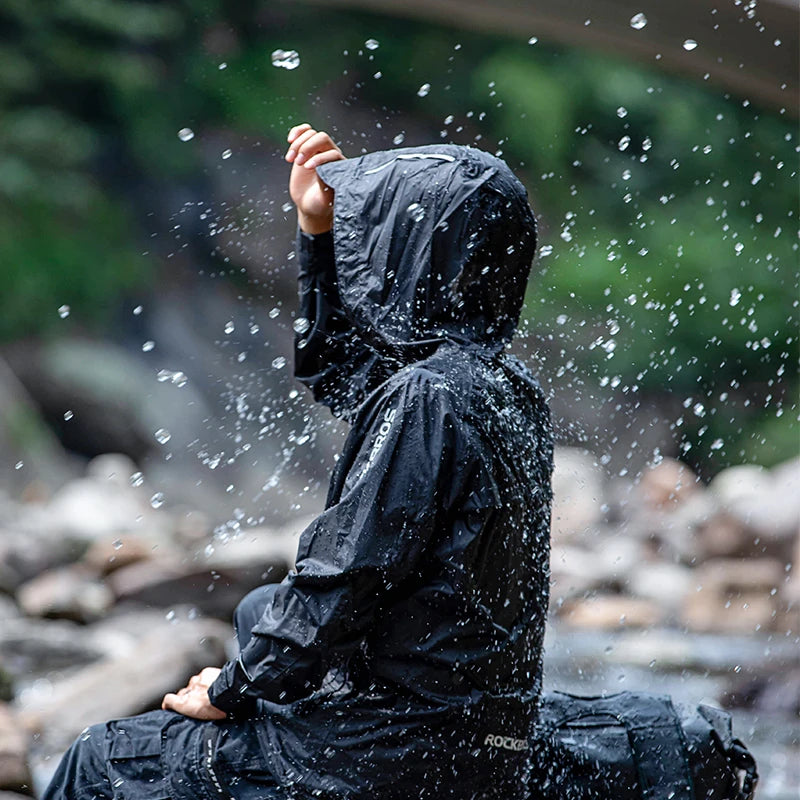 Rockbros - Veste impermeable à capuche réfléchissante