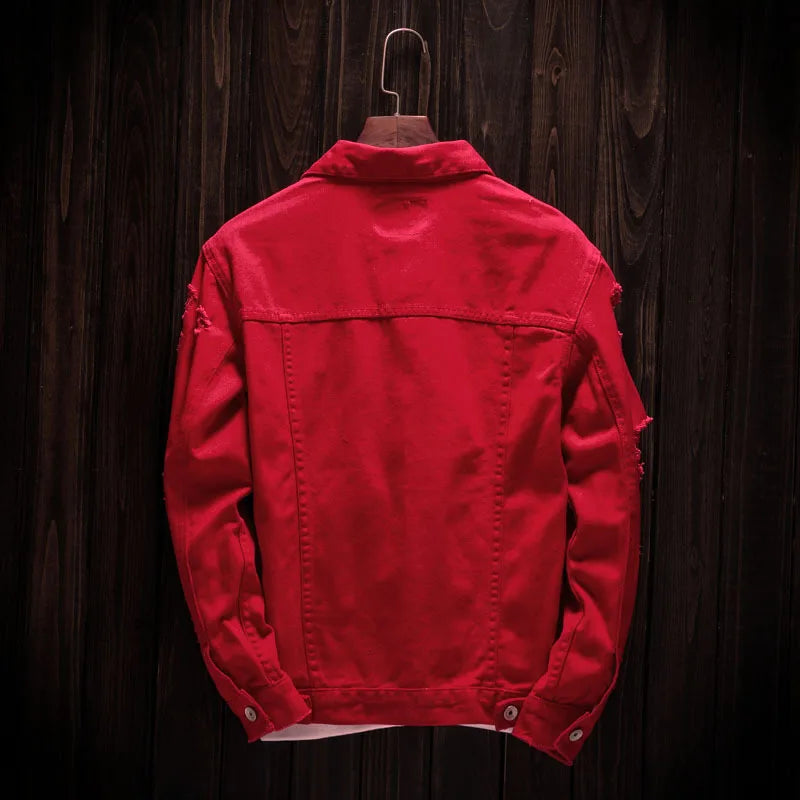 Veste en Jean Streetwear déchirée Homme