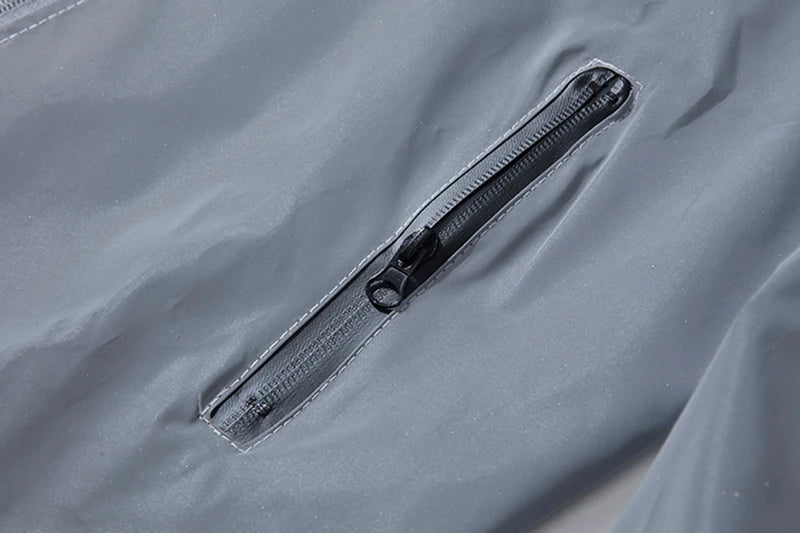 Veste imperméable réfléchissante à capuche avec fermeture éclair homme