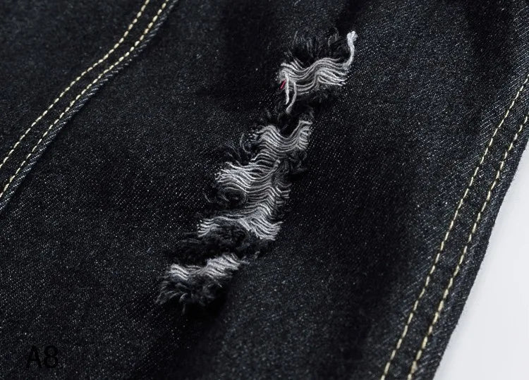 Veste en jean denim noir sans manche pour homme