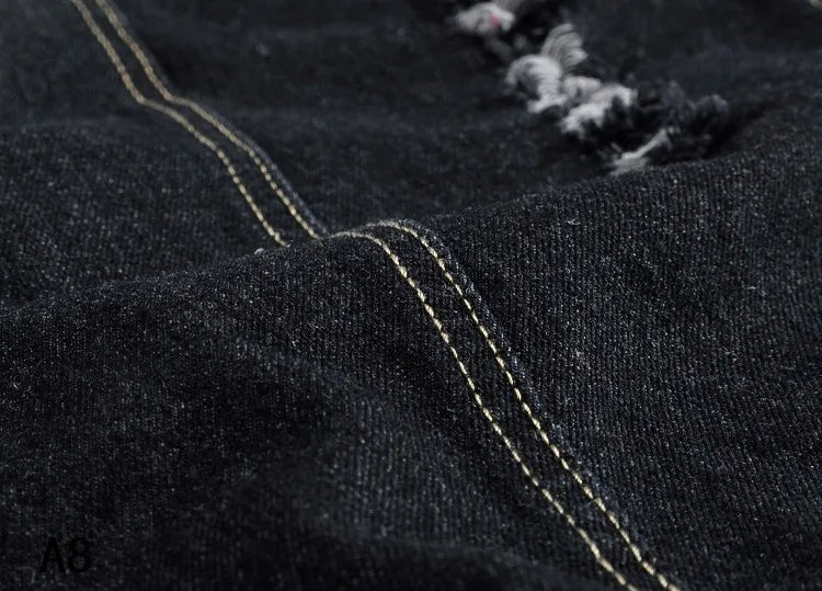 Veste en jean denim noir sans manche pour homme