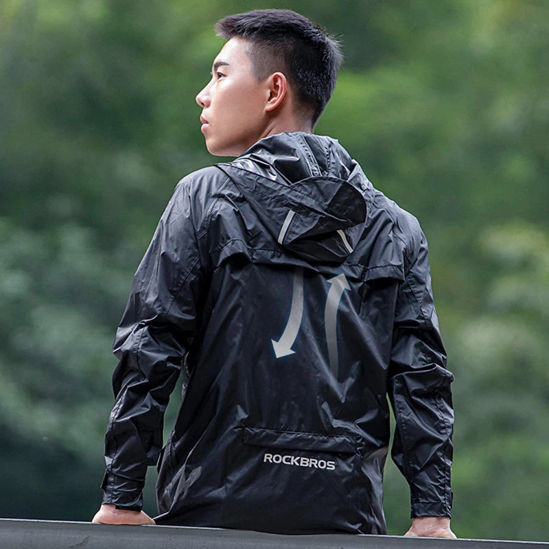 Rockbros - Veste impermeable à capuche réfléchissante