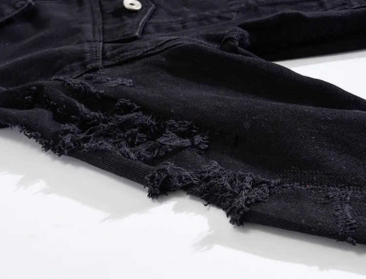 Veste en Jean Streetwear déchirée Homme