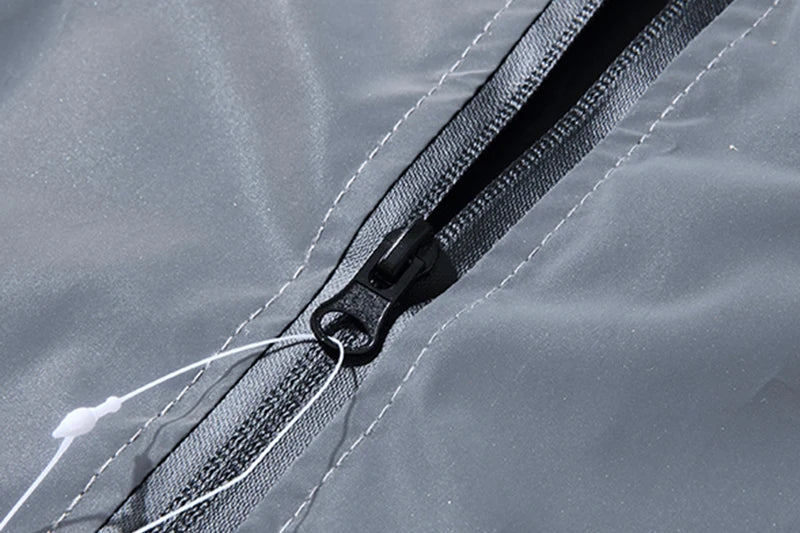 Veste imperméable réfléchissante à capuche avec fermeture éclair homme