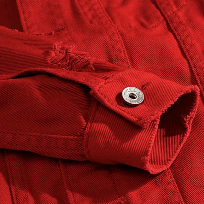 Veste en Jean Streetwear déchirée Homme