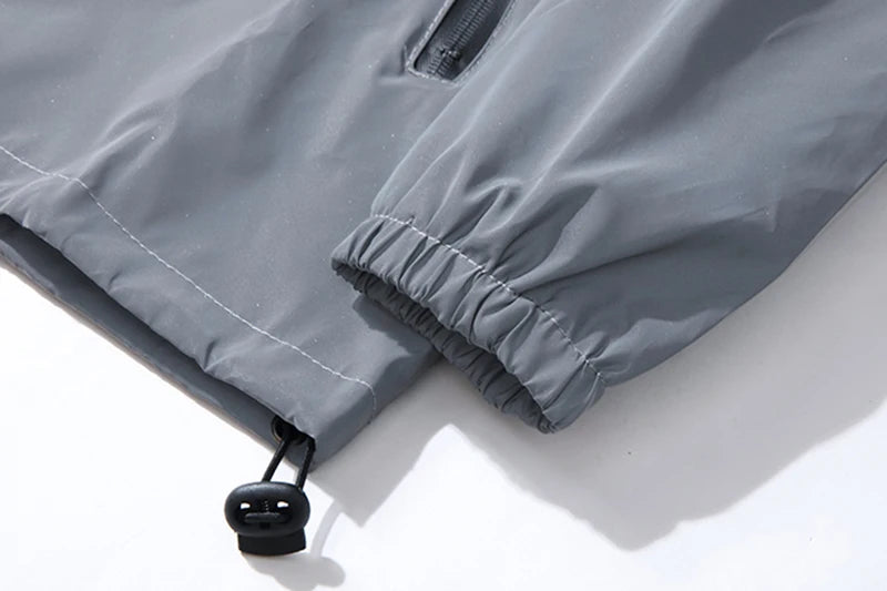 Veste imperméable réfléchissante à capuche avec fermeture éclair homme