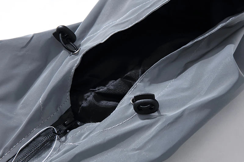 Veste imperméable réfléchissante à capuche avec fermeture éclair homme