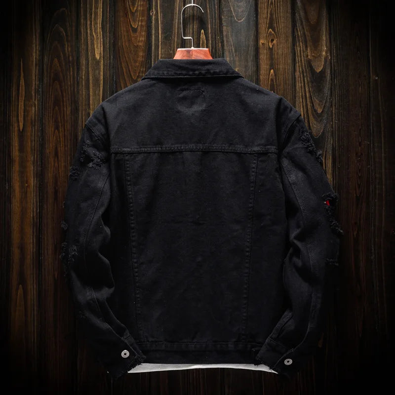 Veste en Jean Streetwear déchirée Homme