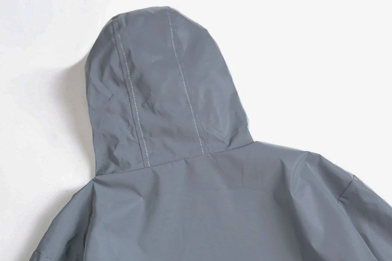Veste imperméable réfléchissante à capuche avec fermeture éclair homme