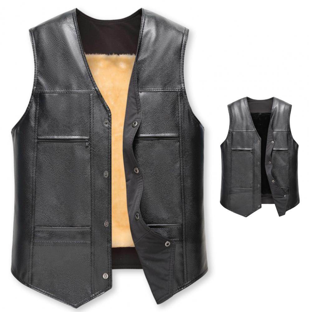 Veste sans manche biker noir en cuir