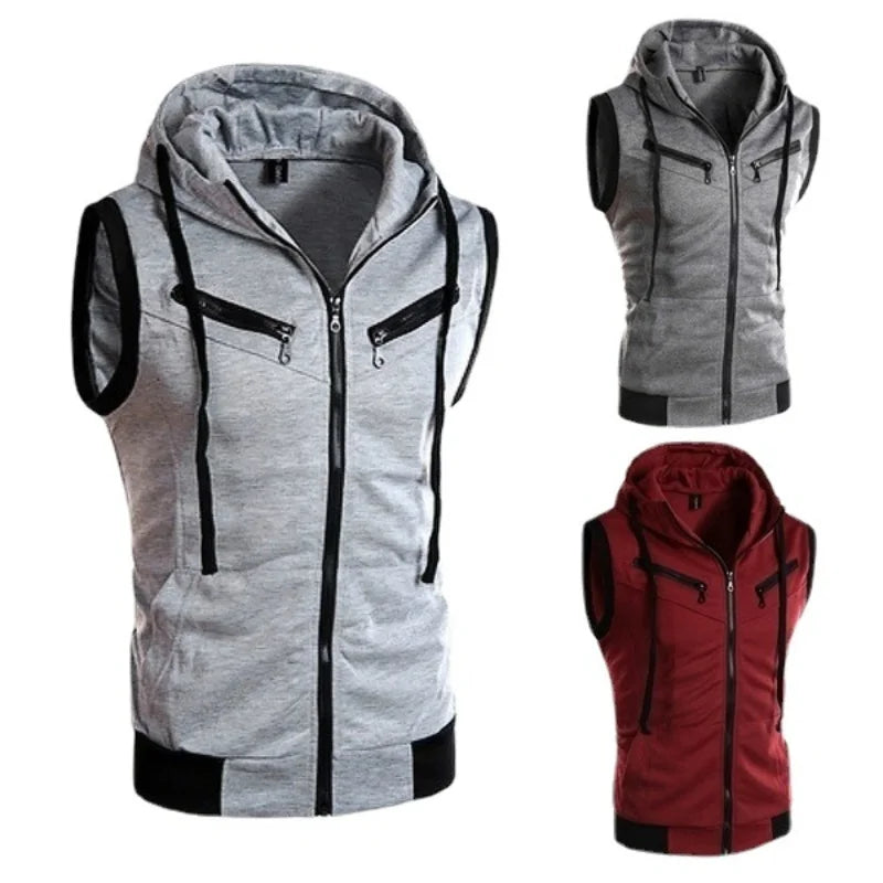 Veste sans manche à capuche pour homme