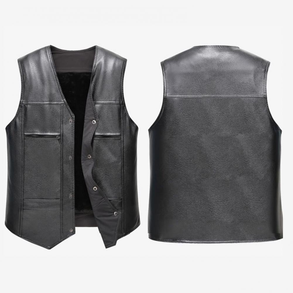 Veste sans manche biker noir en cuir