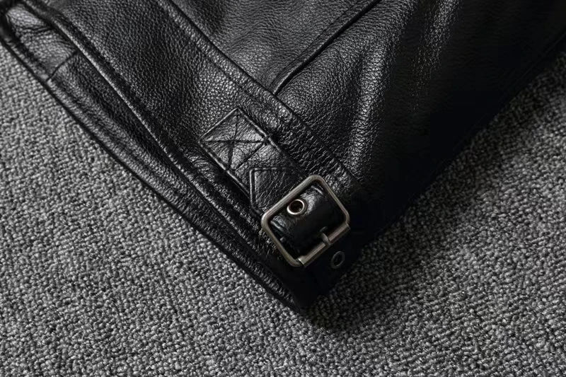 Veste style vintage en cuir de vachette véritable