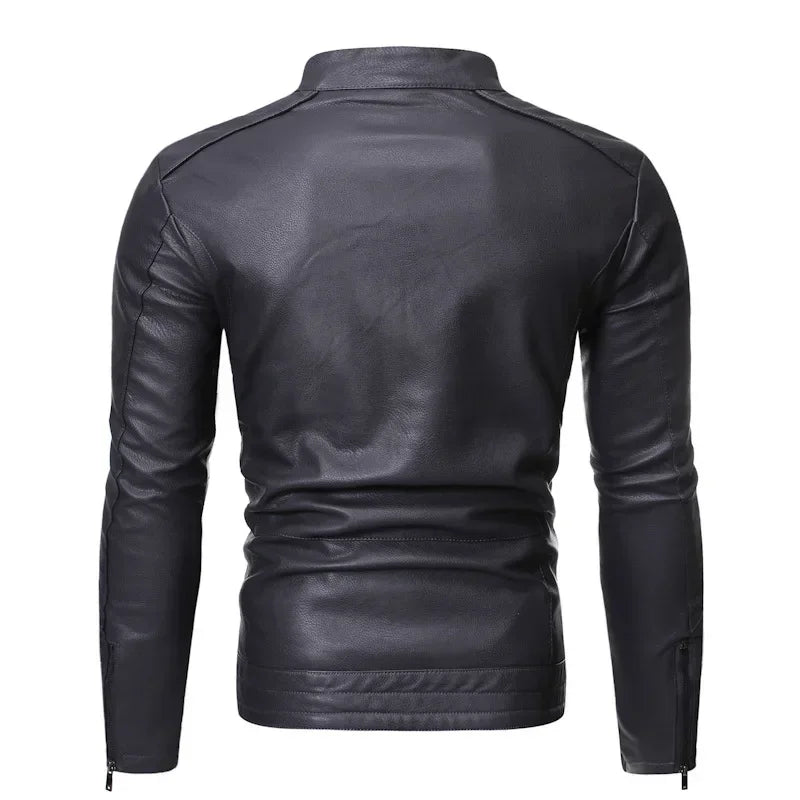 Veste en cuir style décontractée slim