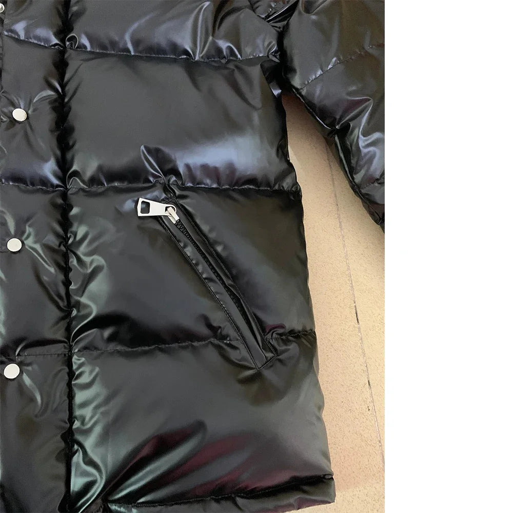 Veste doudoune noir d'hiver brillante pour homme