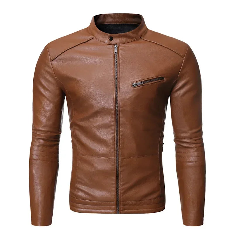 Veste en cuir style décontractée slim