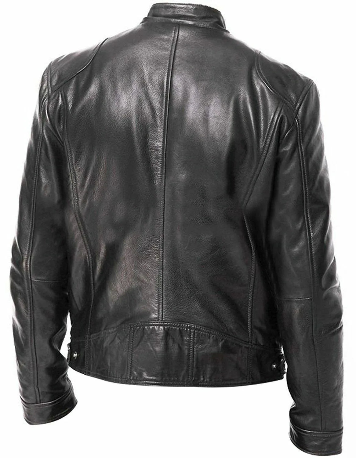 Vestes cuir biker col montant homme