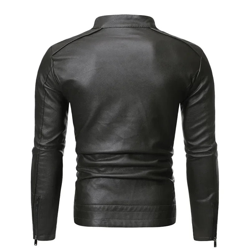 Veste en cuir style décontractée slim