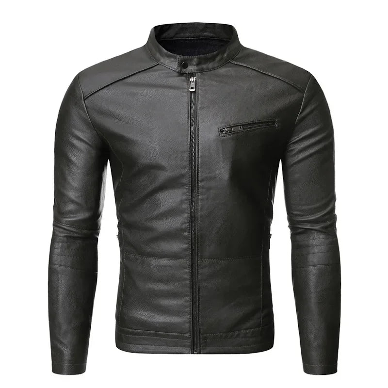 Veste en cuir style décontractée slim