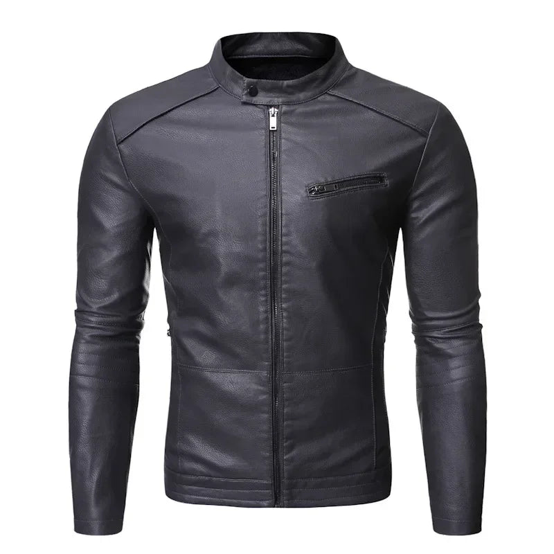 Veste en cuir style décontractée slim