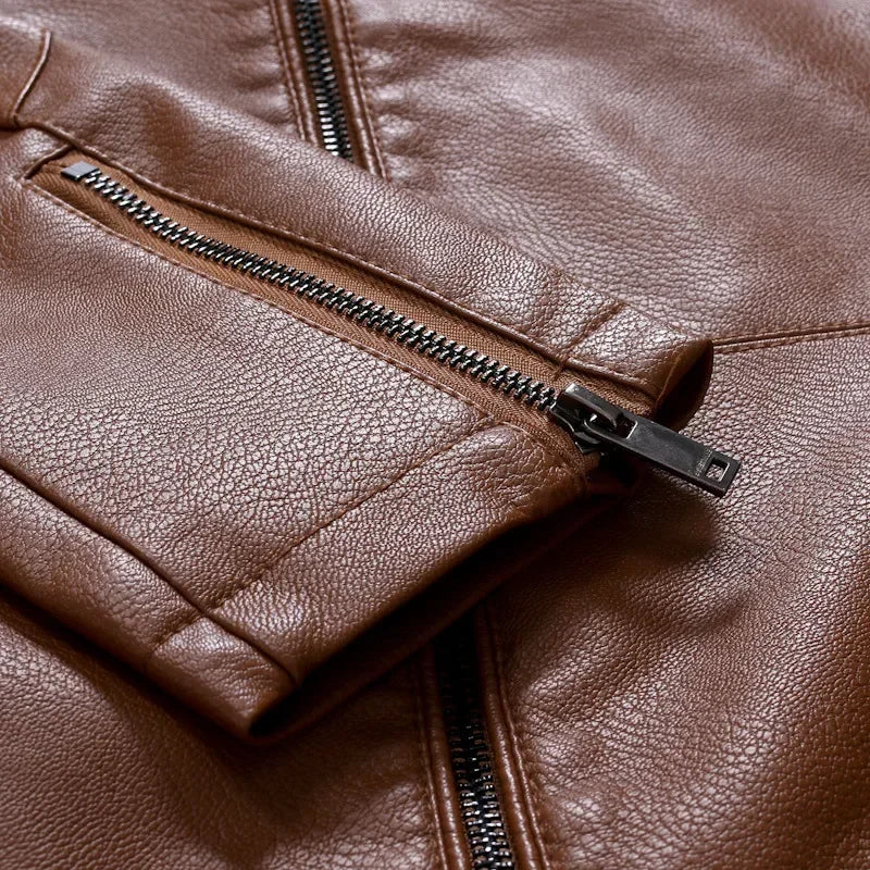 Veste en cuir style décontractée slim