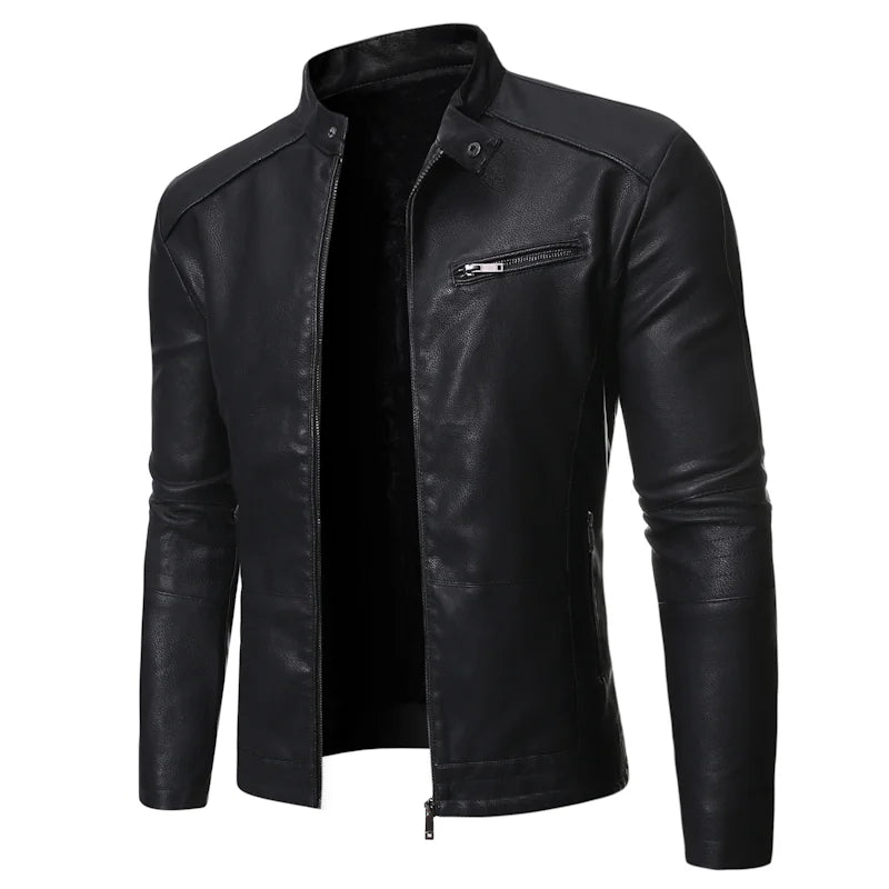 Veste en cuir style décontractée slim