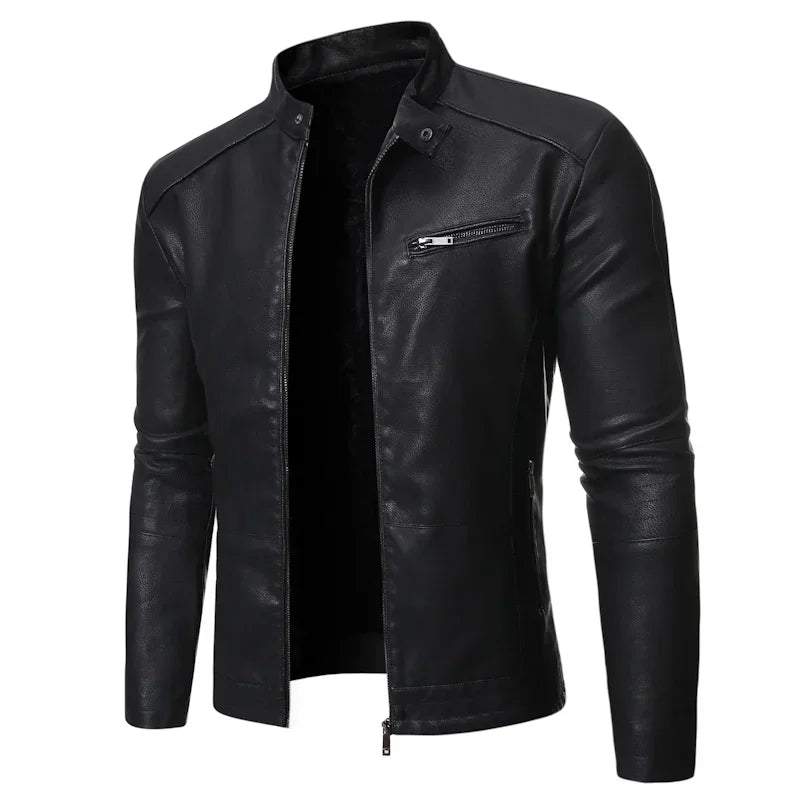 Veste en cuir style décontractée slim