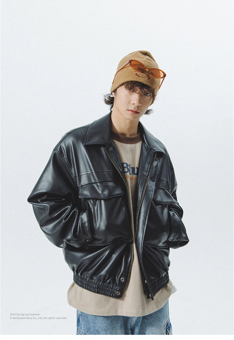 Veste en cuir vintage souple homme