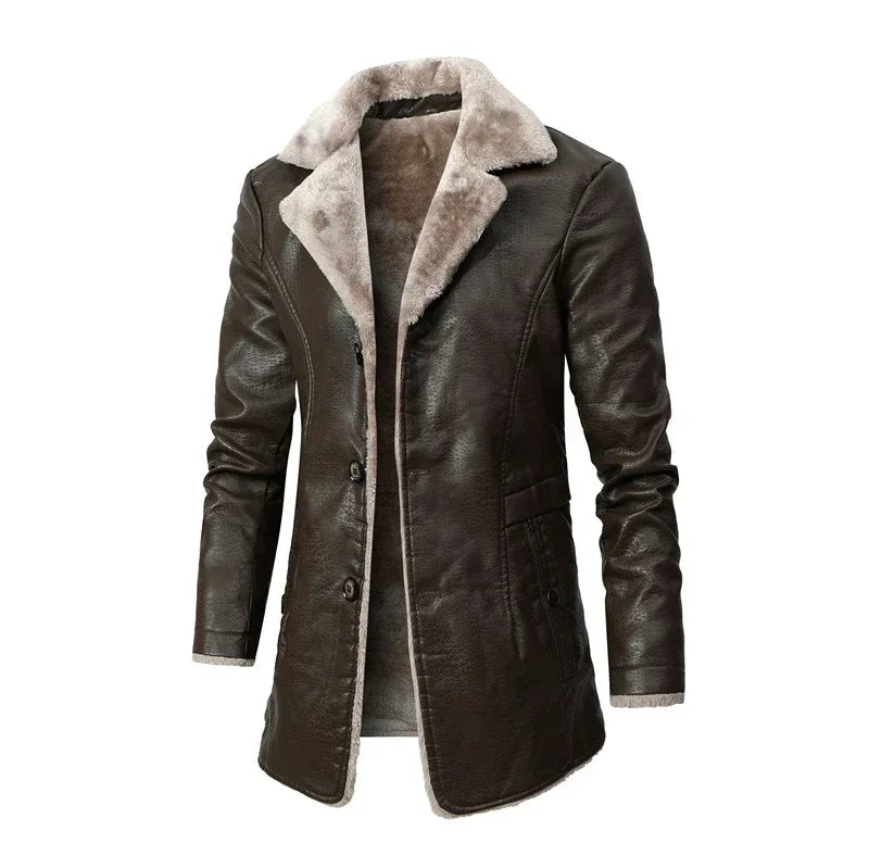 Veste longue Veste Simili Cuir Fourrure Homme