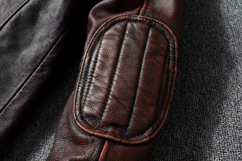 Veste style vintage en cuir de vachette véritable