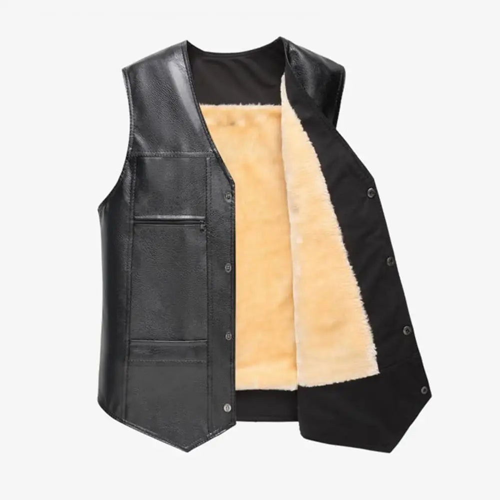 Veste sans manche biker noir en cuir