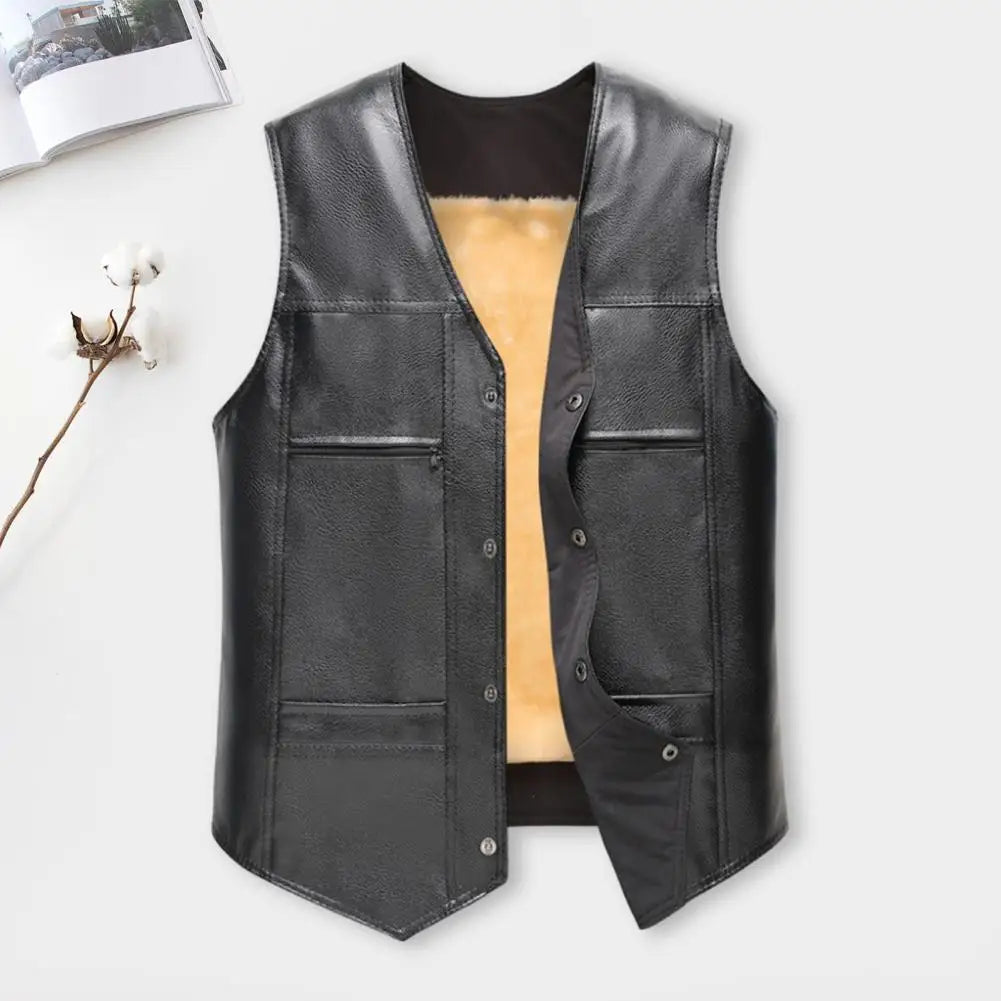 Veste sans manche biker noir en cuir