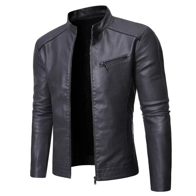 Veste en cuir style décontractée slim