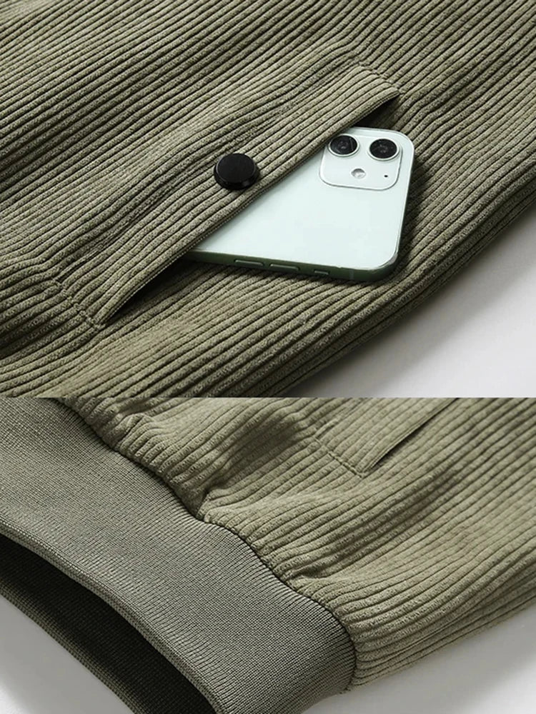Veste hiver en velours sans capuche pour homme