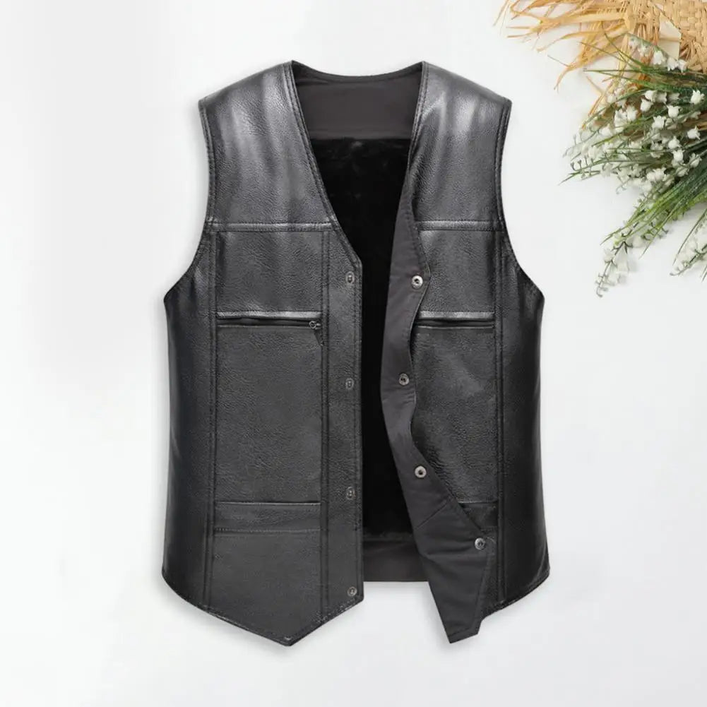 Veste sans manche biker noir en cuir