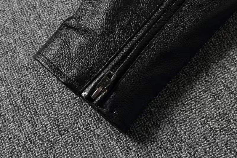 Veste style vintage en cuir de vachette véritable