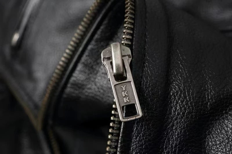 Veste style vintage en cuir de vachette véritable