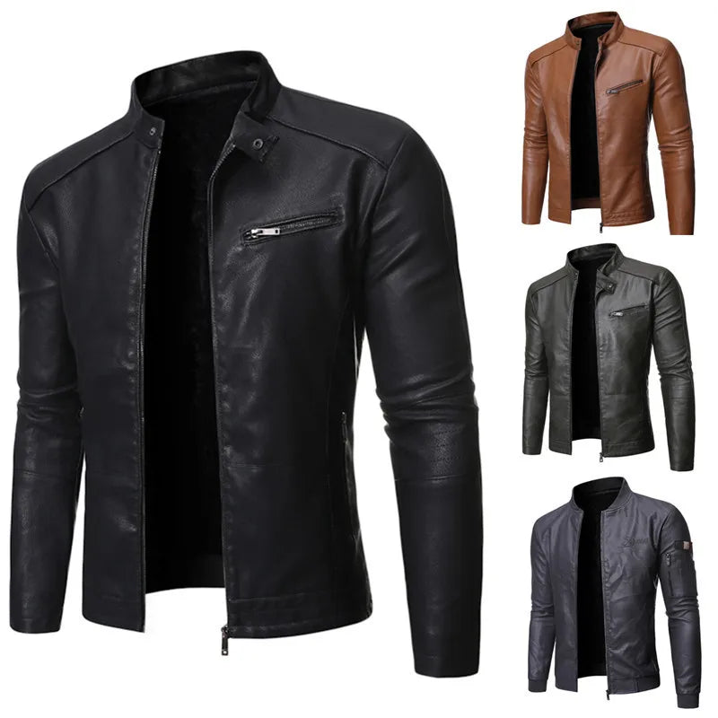 Veste en cuir style décontractée slim