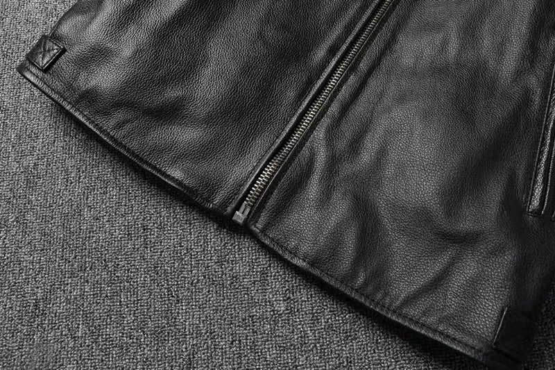 Veste style vintage en cuir de vachette véritable