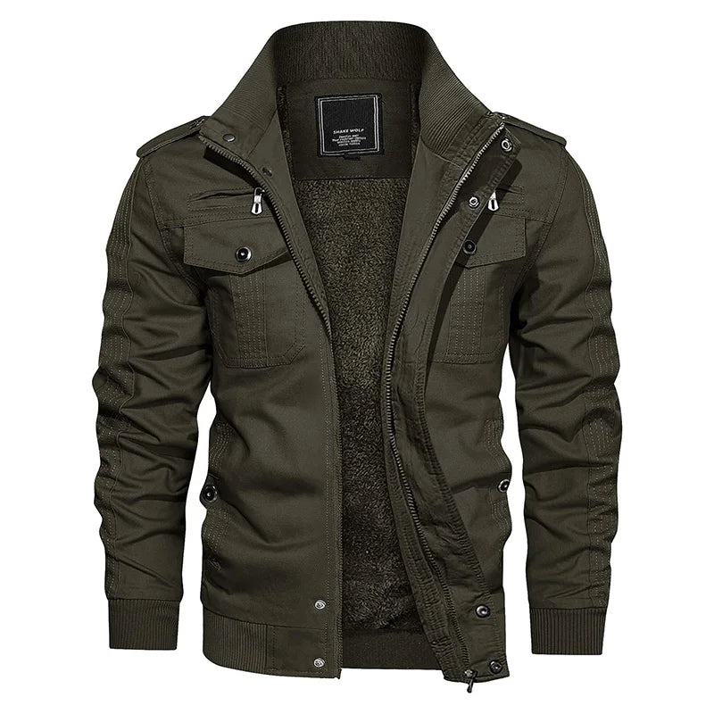 Veste militaire longue double poches homme