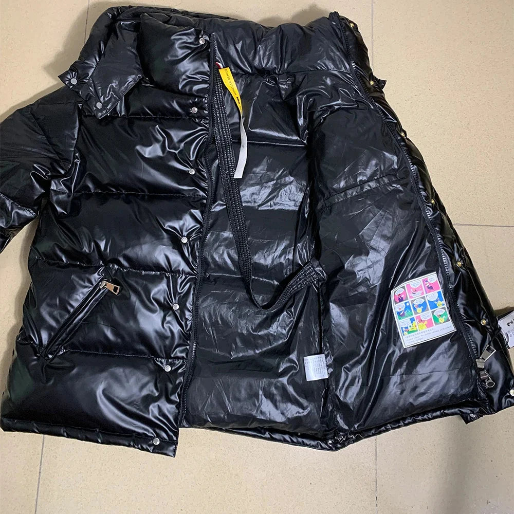Veste doudoune noir d'hiver brillante pour homme