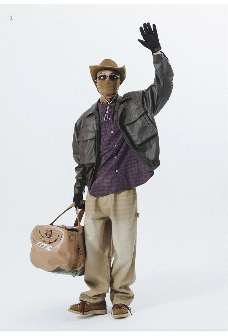 Veste en cuir vintage souple homme