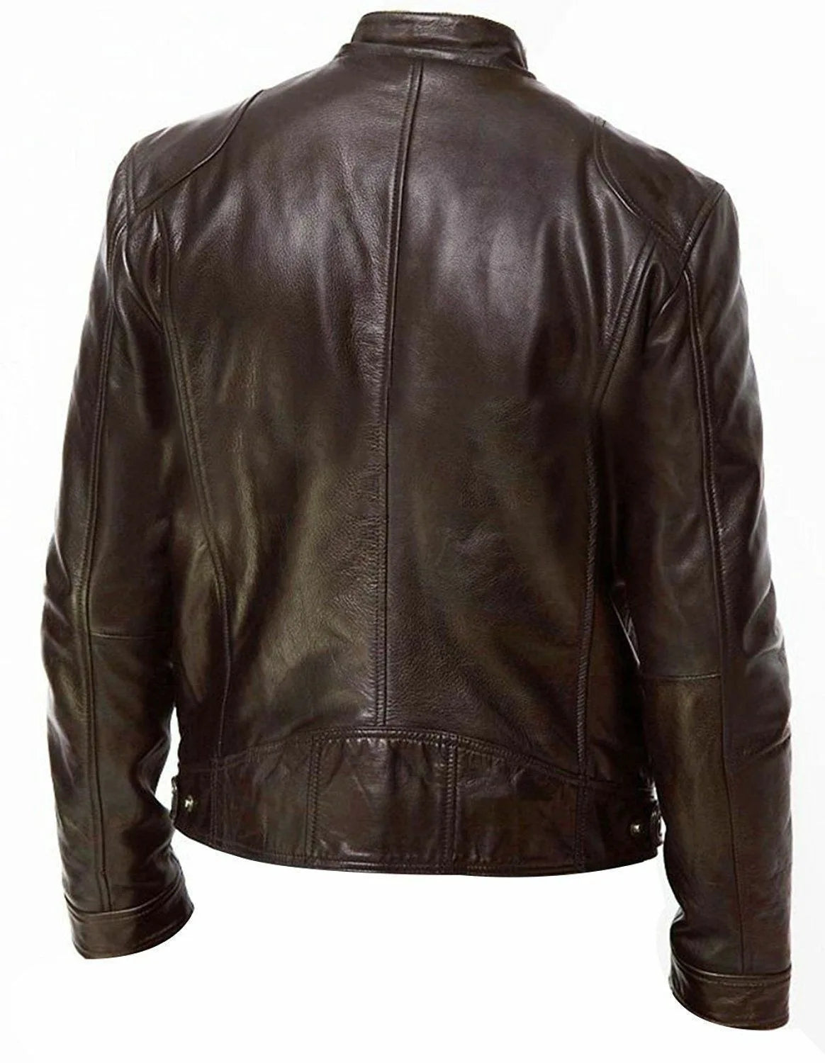 Vestes cuir biker col montant homme