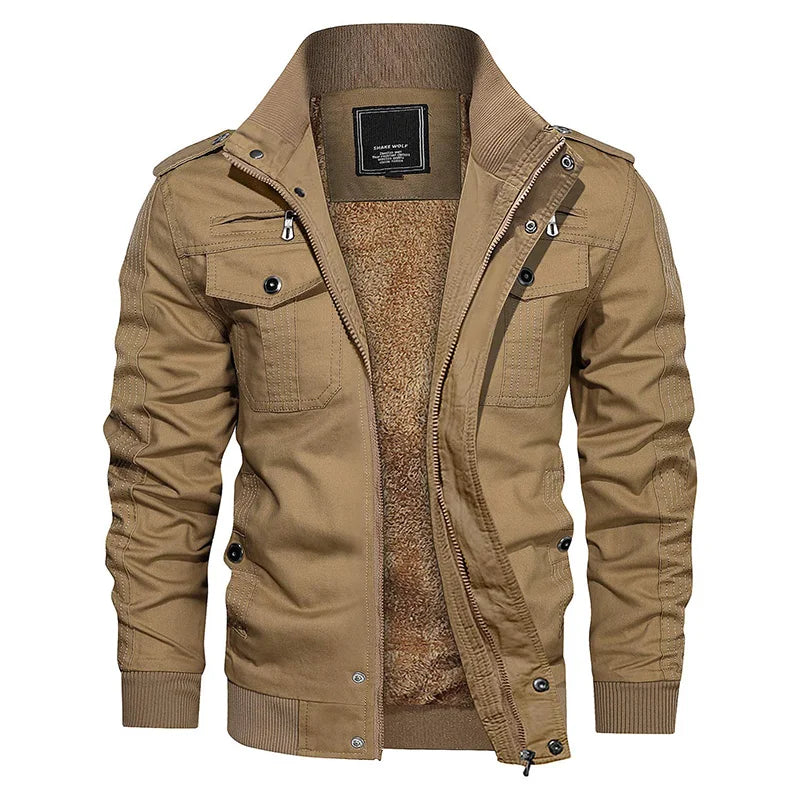 Veste militaire longue double poches homme