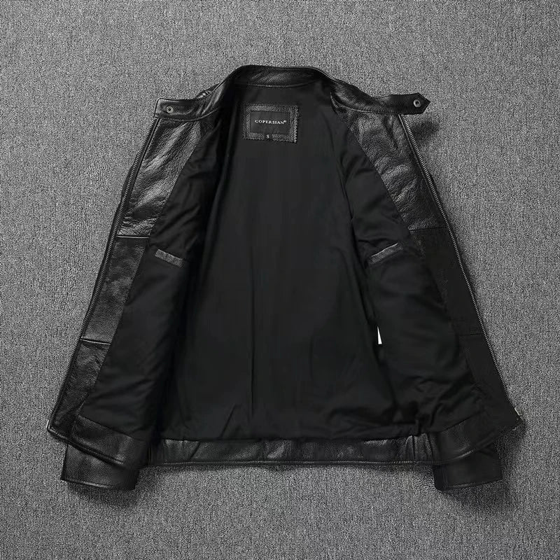 Veste style vintage en cuir de vachette véritable