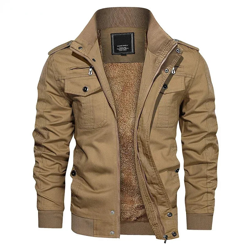Veste militaire longue double poches homme