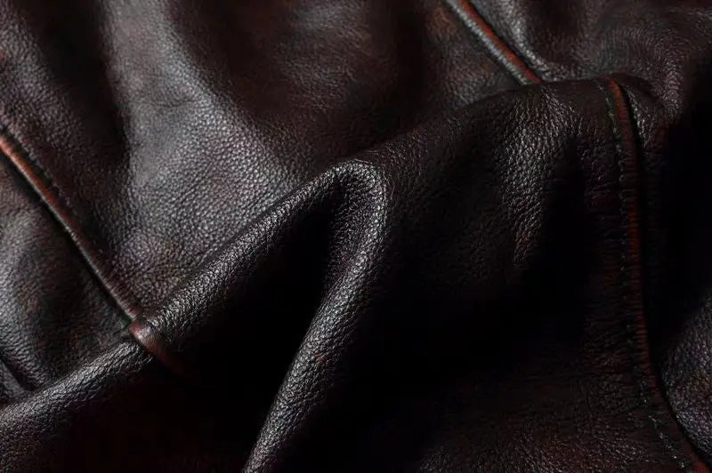 Veste style vintage en cuir de vachette véritable