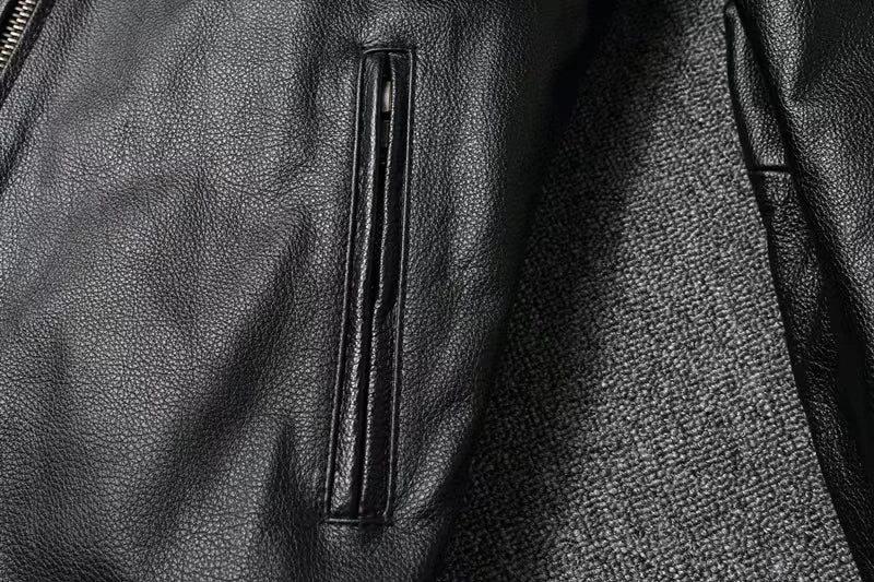 Veste style vintage en cuir de vachette véritable